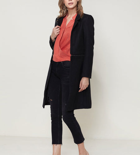Women's Wool-blended Open Front Jacket In Black
