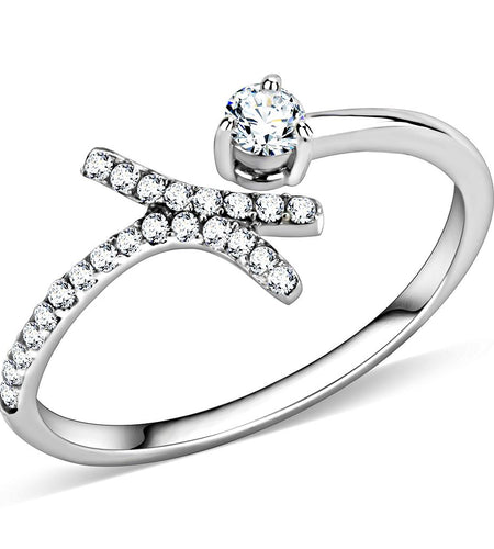 DA145 - High polished (no plating) Stainless Steel Ring with AAA Grade